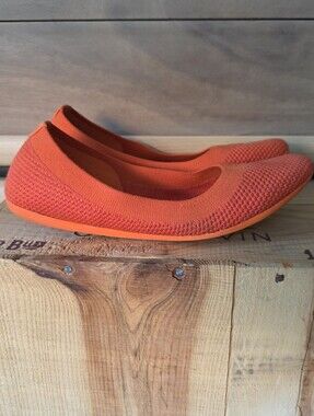 allbirds Women's Tree Breezer Knit Ballet Flats in Bouyant Orange Wide Width